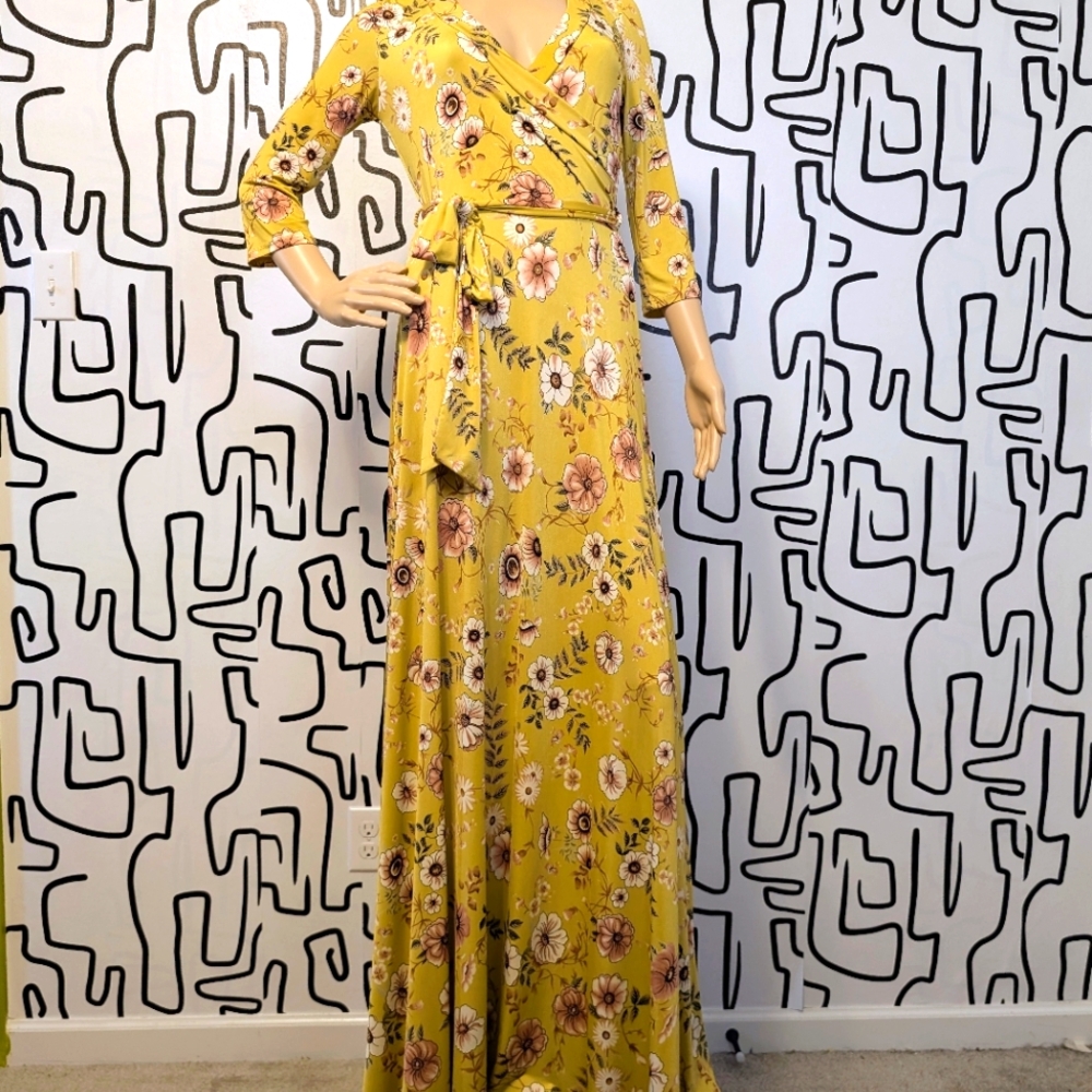 Floral Yellow Maxi Dress